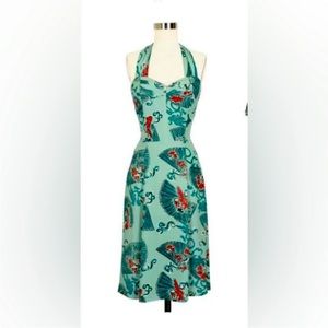 Trashy diva absinthe & black fan Lena halter dress size 4!